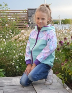 Softshellová bunda - mint/akvarel květy limitovaná kolekce