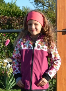 Softshellová bunda - fuchsie/pivoňky
