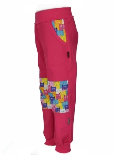 Dětské kalhoty softshellové - malina/kočky
