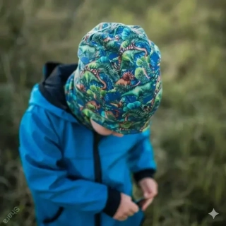 Sada čepice s lemem a nákrčník - dino