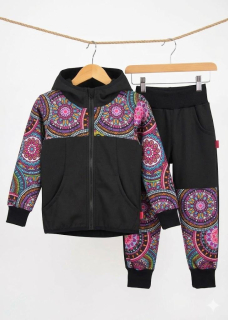 Dětský softshellový set- černá/kaleidoskop