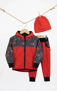 Dětský softshellový set- červená bobule