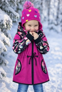 Softshellový kabátek s fleece podšívkou na víc - fuchsie/medůzky SKLADEM vel.134