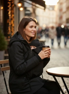 Softshellová nosící parka pro přední nošení - černá